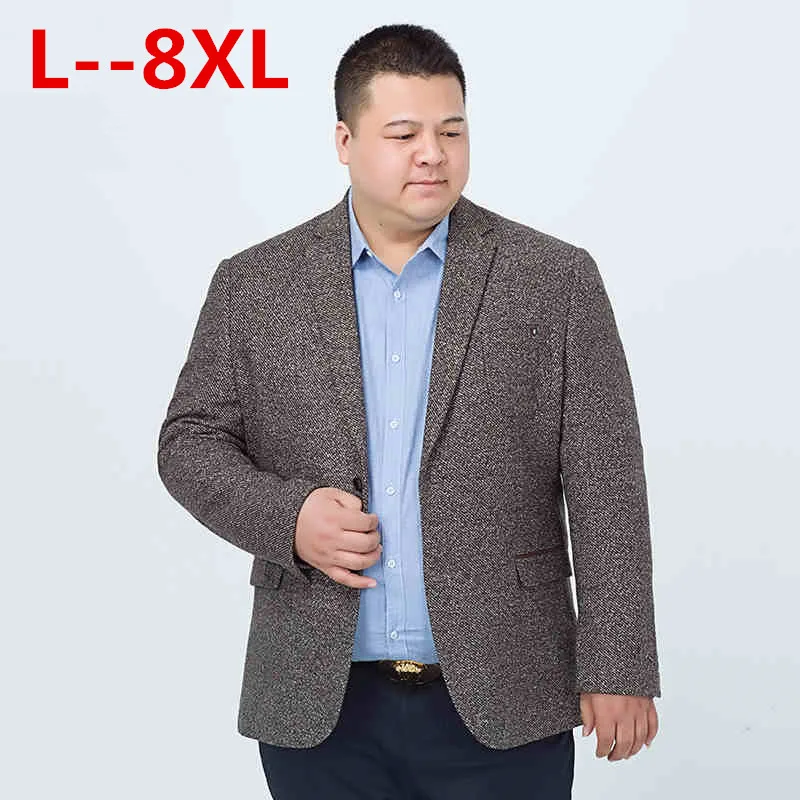 10XL 8XL 6XL 5XL Повседневное Для мужчин вязать костюм Блейзер Бизнес свободный костюм мужской пиджак masculino мужской шерстяные костюмы Vintage куртка пальто