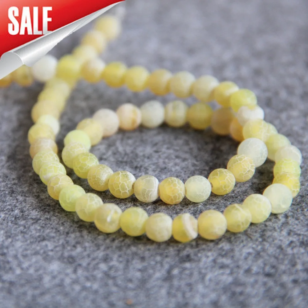 

New For Necklace 6mm Stripe Yellow Natural Frosted Onyx Beads Round DIY Loose Carnelian Accessory Parts 15inch Jewelry Making