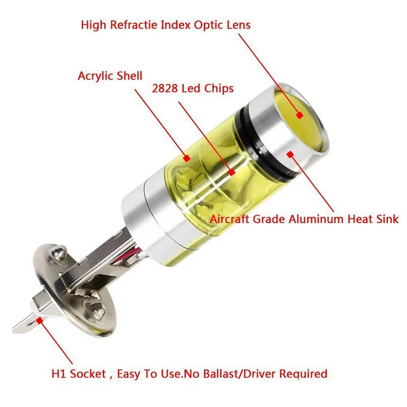 H1 20SMD LED 100W 1000LM White 6000k/Yellow 4300K Driving Light Lamp Car Head Daytime Running Fog Led Bulb Styling | Автомобили и