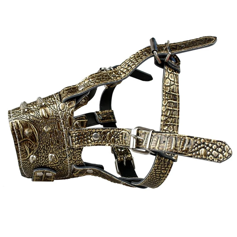 Шипованные заклепки из натуральной кожи маска для рта собаки против укуса