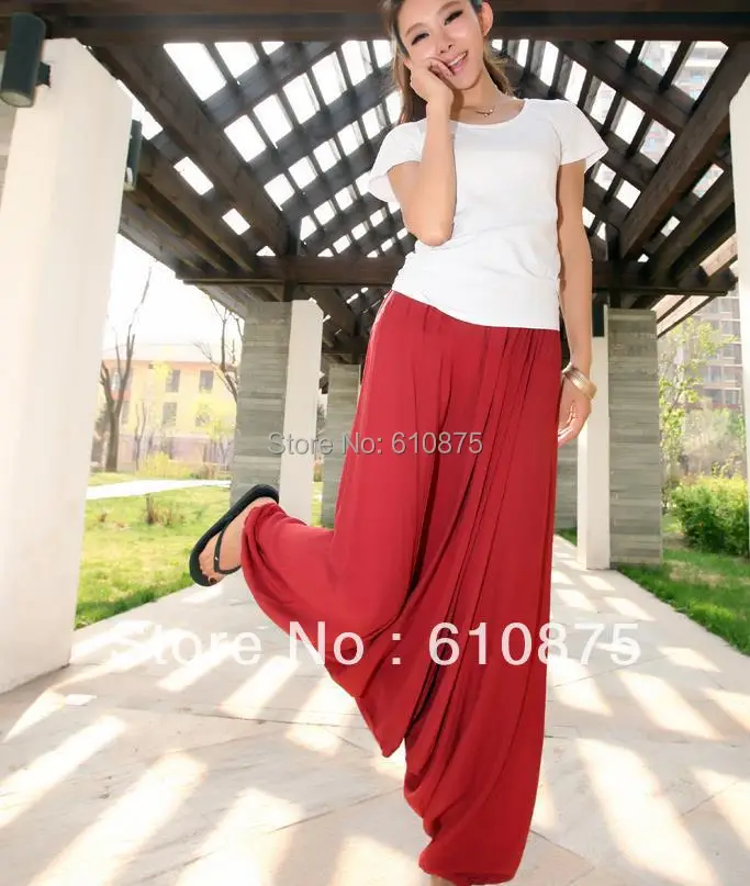 Женские свободные шаровары однотонные хлопковые Капри с эластичным поясом