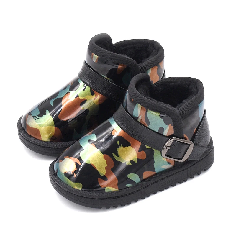 Winter Children Ankle Plush Boots Girls Snow Shoes Waterproof Casual Boys Flat Sneakers Kids for Camouflage | Детская одежда и