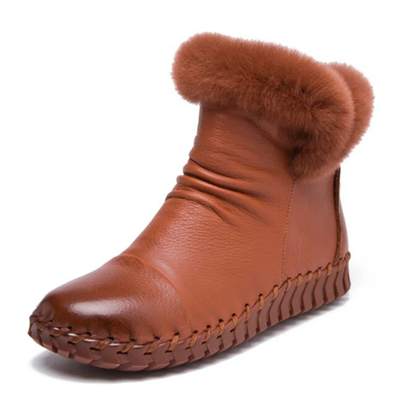 2019 hot Fashion Rex rabbit hair Women Ankle Boots genuine Leather Women's shoes high quality boots botas mujer sh085 | Обувь