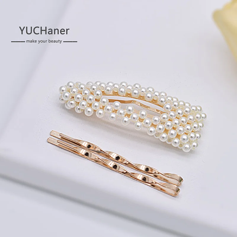 Женские заколки для волос элегантные Геометрические с искусственным жемчугом в