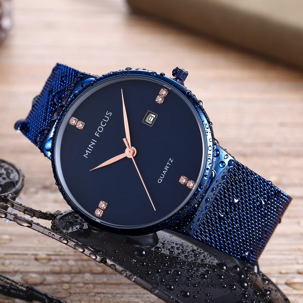 MINIFOCUS Бизнес Кварцевые часы Человек сетки нержавеющая сталь мужские