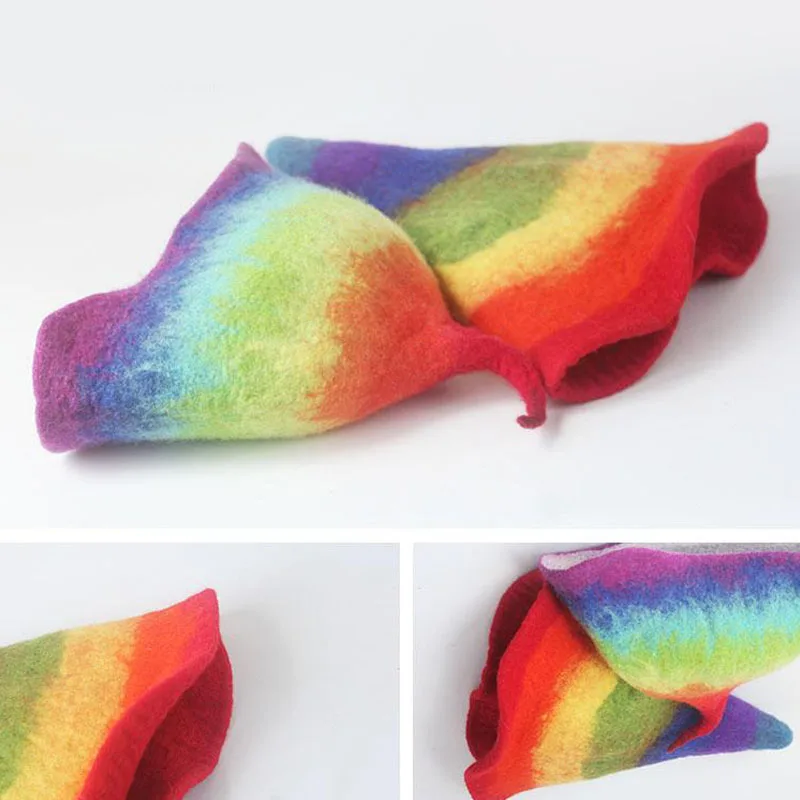 2018 Christmas Elf Hat Wizard Cute Art Autumn Winter Rainbow Color Premium Gif | Bucket Hats