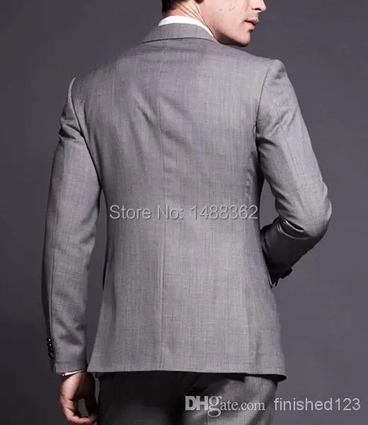 Custom Made Slim Fit Groom Tuxedos Gray Side Slit Best Man Suits Notch Lapel Groomsman Men Bridegroom (Jacket+Pants+Tie+Ve | Мужская