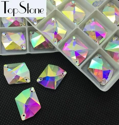 crystal ab Стразы Topstone Cosmic с пришивным стеклом 13x17 мм 28 шт. все цвета с плоским основанием 2 отверстия пришивные камни для костюмированного платья - Цвет: crystal ab