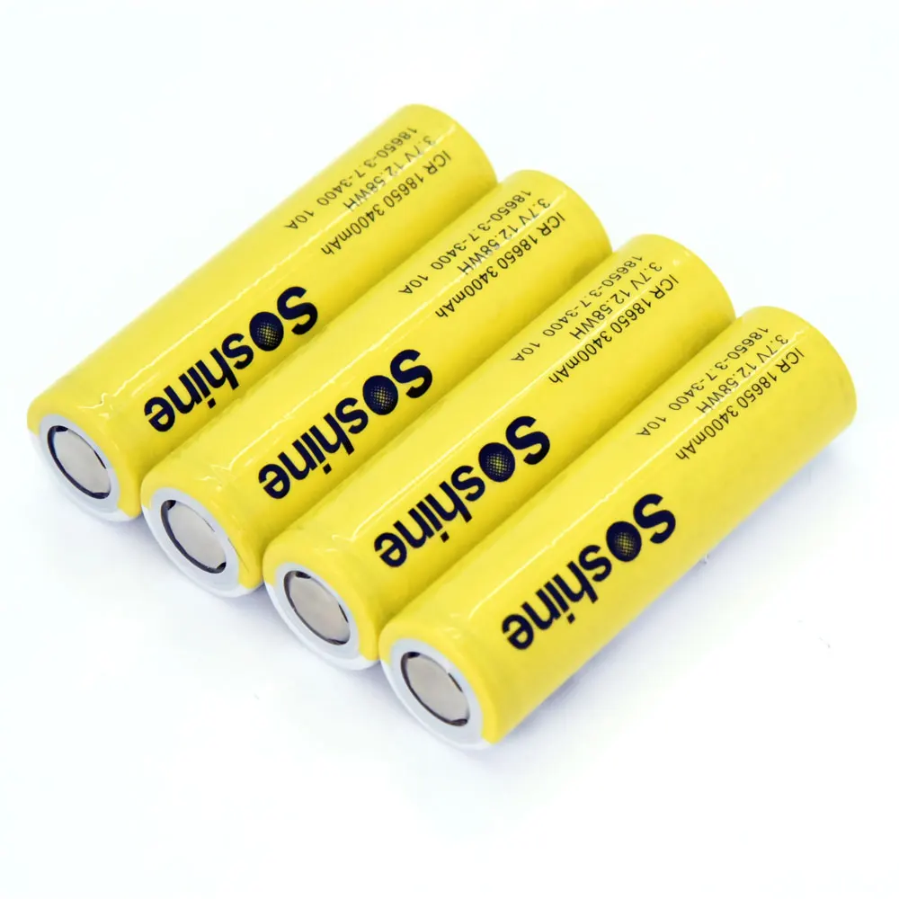 4 шт. оригинальный SOSHINE ICR 18650 3 7 V 10A 12.58WH 3400mah литий ионный аккумулятор с