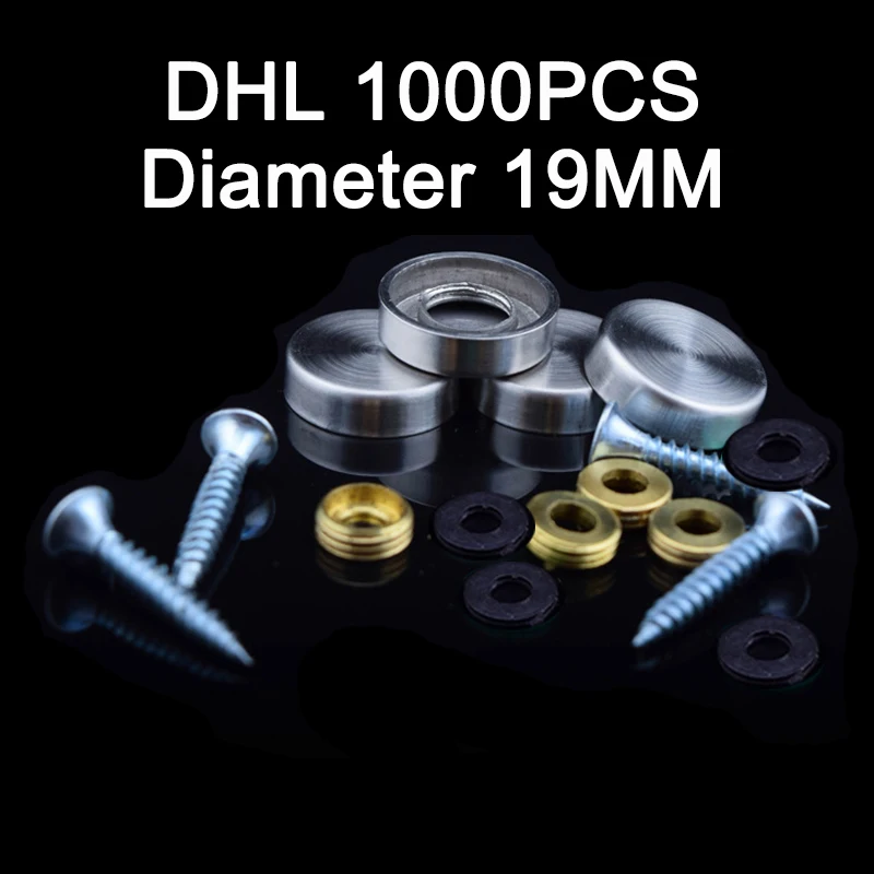 

DHL 1000PCS 19mm Diameter Advertisement Fixing Screws Standoff Covers 304 stainless steel Flat Mirror Screws Cover Caps KF964