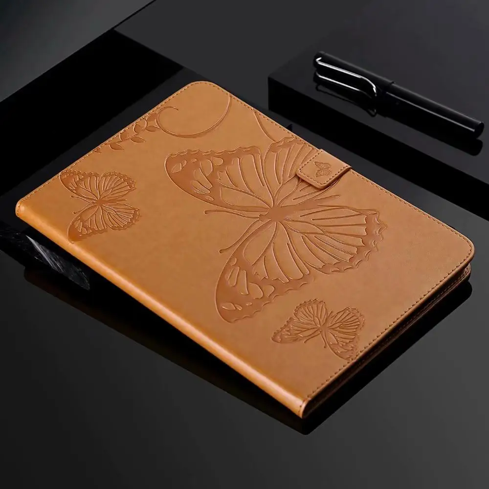 Для iPad 5/6 Air 2 TPU кожаный чехол с бабочкой для Apple, iPad 9,7 A1822 A1893 Funda чехол с подставкой+ ручка - Цвет: Цвет: желтый