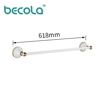 BECOLA набор аксессуаров для ванной комнаты, белая Подвеска для ванной, полированная зубная щетка, Золотое полотенце, держатель для бумаги, тканевый Крючок для ванной - Цвет: Single rod