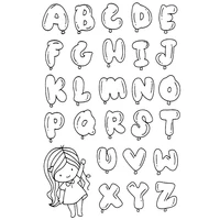 bubble alphabet cute girl scraspbook diy photo cards account rubber stamp clear stamp transparent stamp handmade card stamp