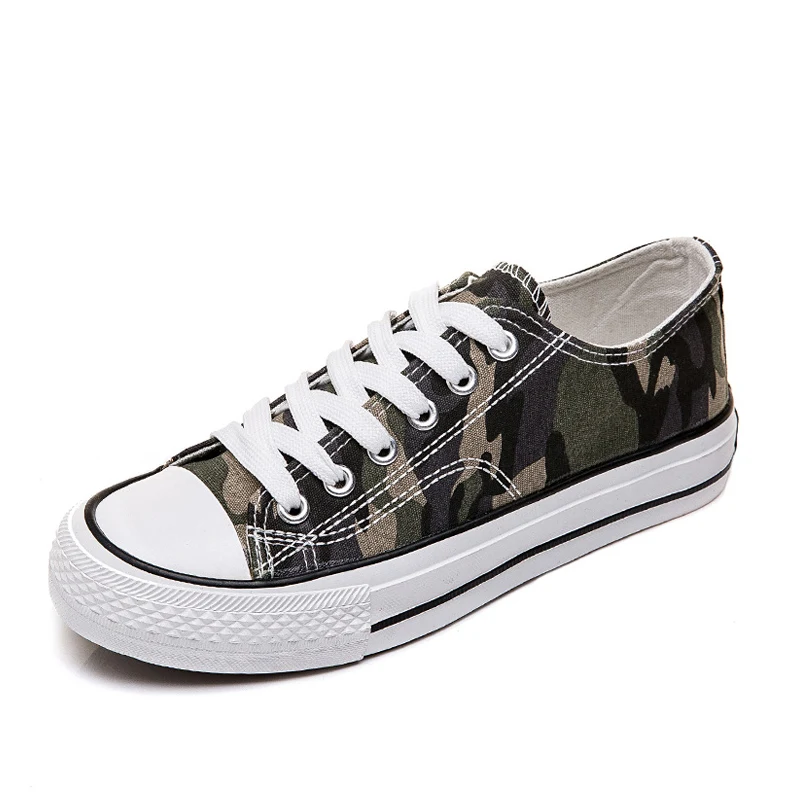 Low Camouflage Лидер продаж; женские камуфляжные кроссовки на шнуровке; женская обувь на платформе с высоким берцем из Вулканизированной Ткани; удобная Студенческая Повседневная обувь на плоской подошве - Цвет: Low Camouflage