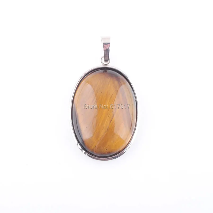 Tigers Eye RONGZUAN натуральный камень кулон лазурит Роза Quartzs Агаты камень авантюрин Овальный шарик для ожерелья ювелирные изделия TBN319 - Окраска металла: Tigers Eye