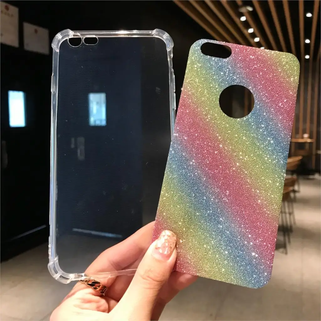 Блеск 2 в 1 AntiKnock Радужный чехол для iPhone 7 SE 6s 6 8 Plus X XR XS MAX XiaoMi A2 Lite A1 5S RedMi 6A S2 5 5A 4A TPU