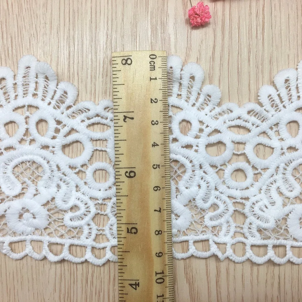 

15Yards 9.3cm Pure White Embroidery Big Flowers Lace Neckline Fabric DIY Collar Lace Fabrics For Sewing Supplies Crafts