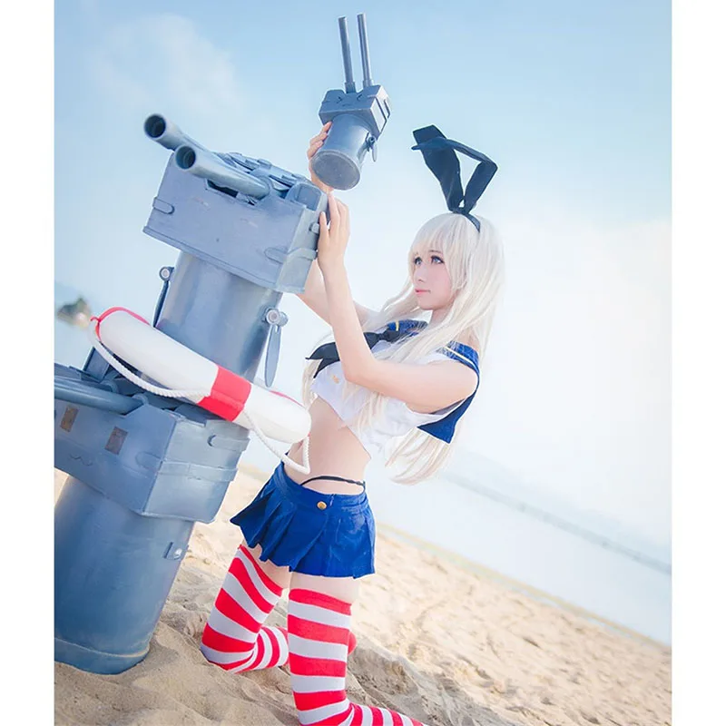 Коллекция игр косплей костюмы Shimakaze матросский костюм купальник носки для женщин