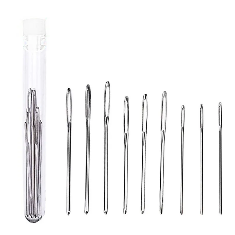 9 шт. спицы с тупым концом для больших глаз стальные вязания швейные иглы швейная