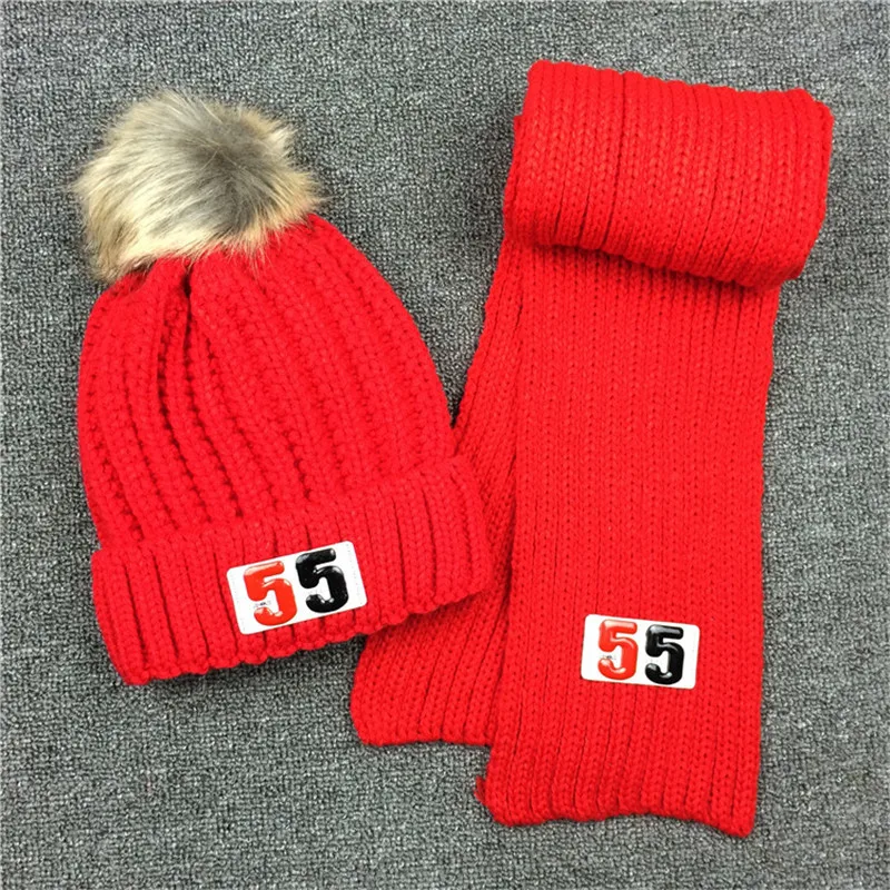 Yyun Дети Твердые Цвет ребра вязаный шарф шляпа набор девочек мех Pom Beanie с номера 2