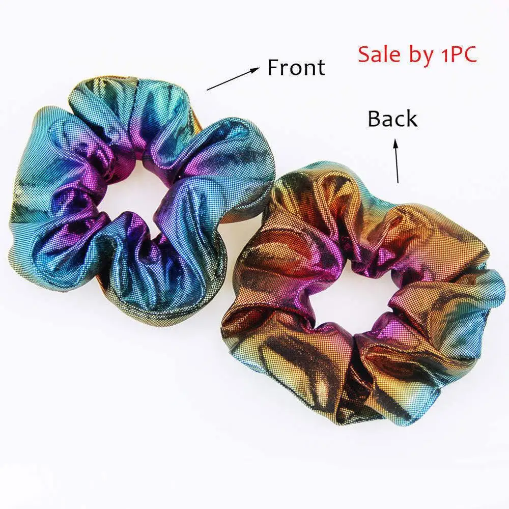1pc blue brown 1 шт. блестящая металлическая эластичная резинка для волос с лазером для женщин и девочек, резинки для волос, держатель для конского хвоста, повязка на голову, аксессуары для волос - Цвет: 1pc blue brown
