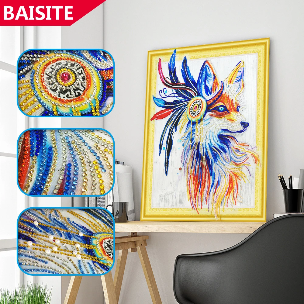 BAISITE особой формы алмазная вышивка животные полный горный хрусталь 5D DIY живопись