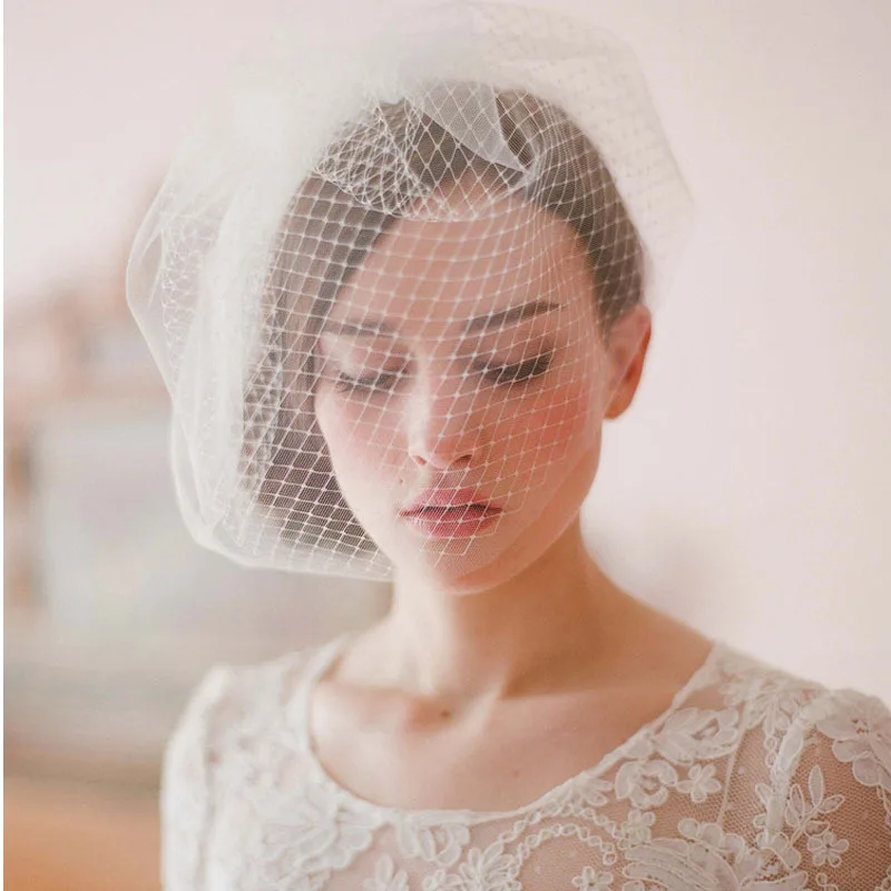 

Beautiful Wedding Hat Veils Tulle Adult Bride Hats With Pearls Bridal Short Face Veil Lace Hat Free Shipping
