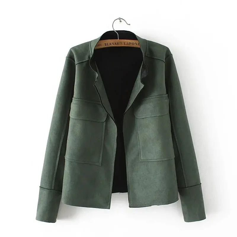 Женское замшевое пальто с карманами большие размеры|new spring autumn|coat for womenautumn women coat |
