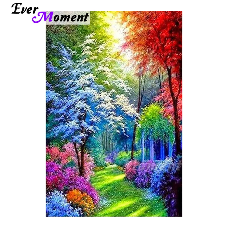 Ever Moment алмазная живопись красочные елки пейзаж 5D DIY полный квадрат Алмазная