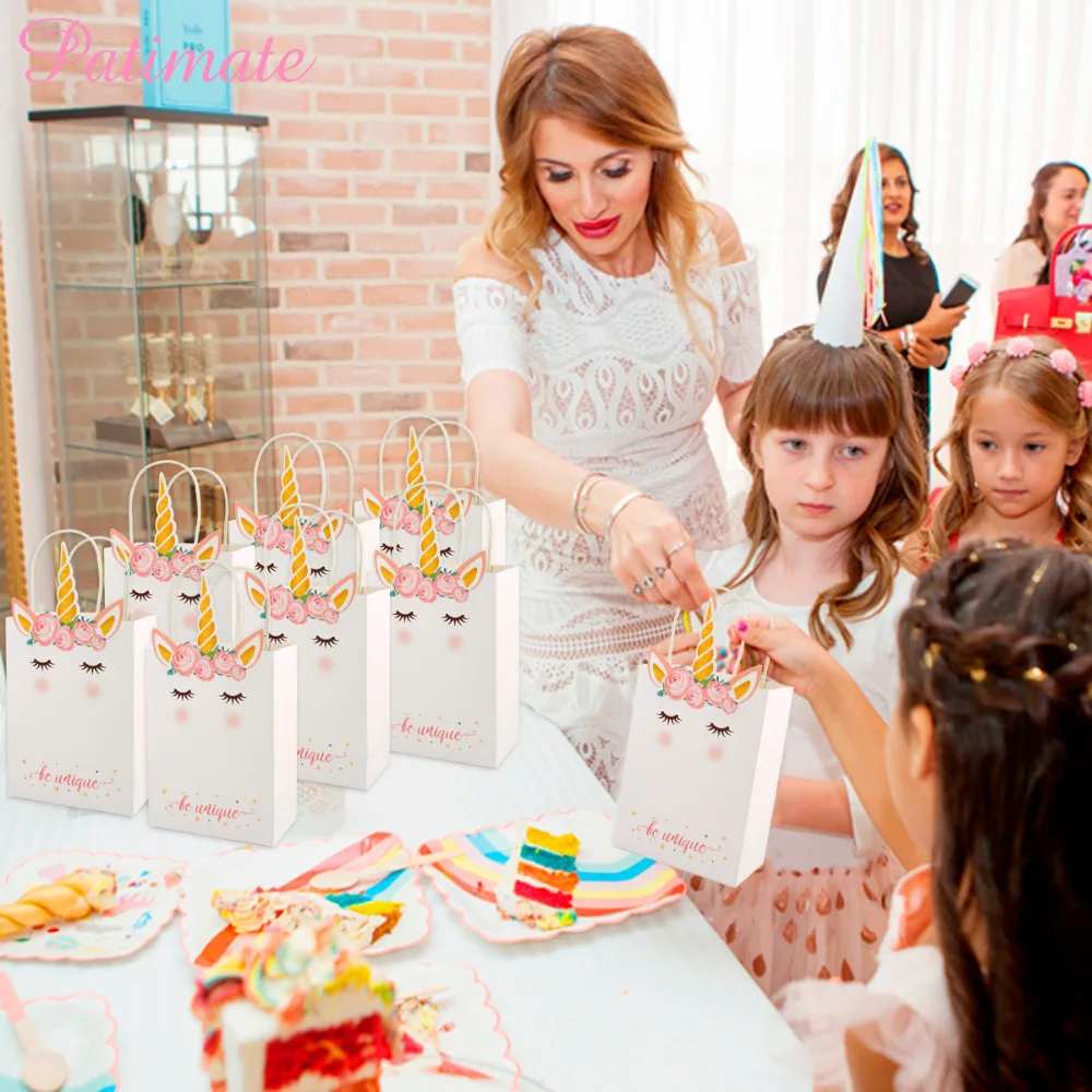 Футляр для единорога бумажный мультяшный мешок вечеринки в стиле Babyshower вечерние