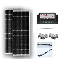 Solar Kit Zonnepaneel 12 Volt 100 Watt Zonnepanelen 24v 200W Solar Charge Controller 12v/24v 10A LCD Connector Cable Motorhome