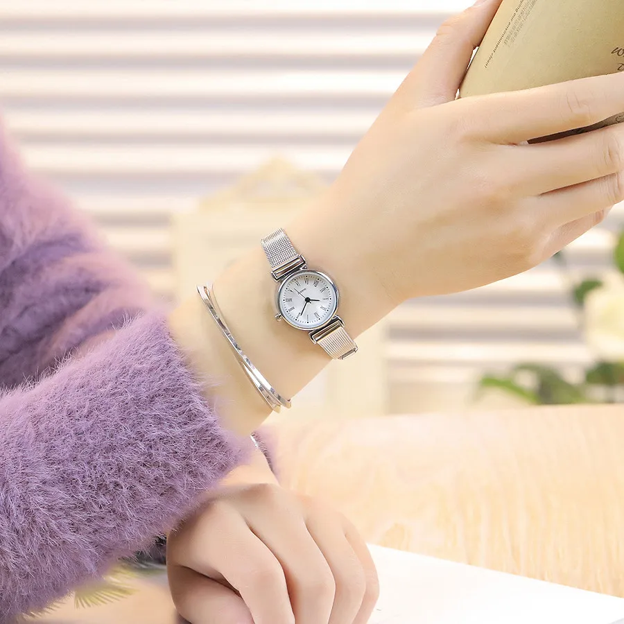 Изысканные женские часы браслет из нержавеющей стали Кварцевые наручные