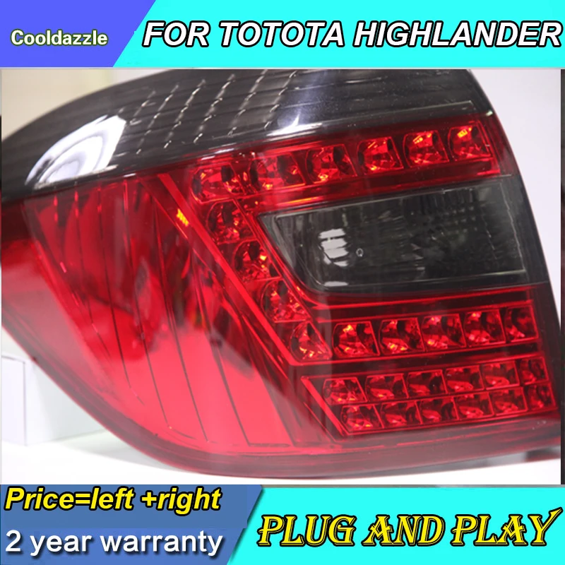 Светодиодный задний фонарь красного и черного цветов для TOYOTA задние фары Highlander