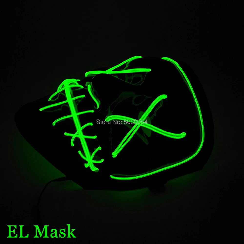 GZYUCHAO EL Хэллоуин светильник ing Mask Wire светящаяся страшная светодиодный костюмная