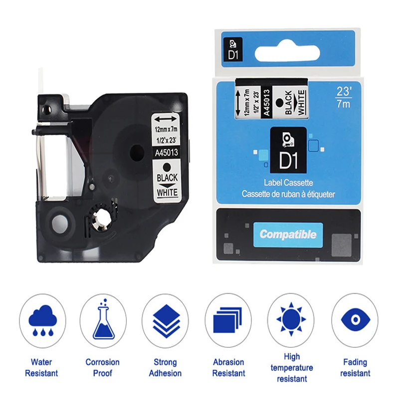 45010 Compatible For DYMO Label Printer Black on Clear Tape D1 12MM 1 Pack | Компьютеры и офис