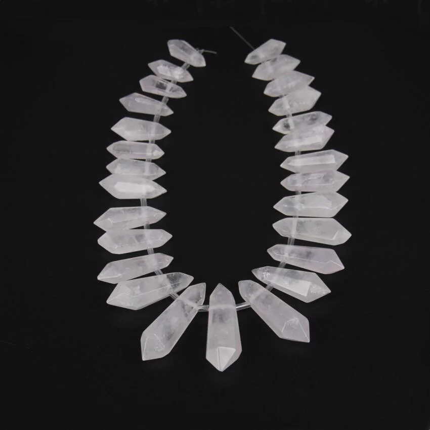 Большой белый кварц Градуированный Топ Просверленный граненый двойной стержень