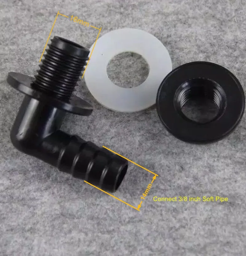 

NuoNuoWell 3/8'' Barbed Pagoda Connector Aquarium Elbow Bulkhead Fish Tank Drainage Adaptor For 14mm Soft Pipe DIY