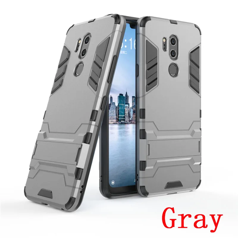 Gray Гибридный бронированный чехол для LG G7 G4 G6 Q6 Q8 K8 V20 V30 V30S stylo 3 4 stylo 5 LV5 противоударный чехол с подставкой и PC чехол Крышка - Цвет: Gray