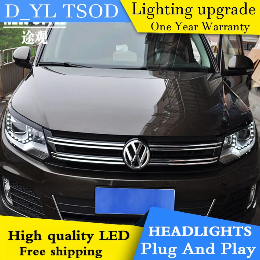 D_YL автомобильный Стайлинг для фар VW Tiguan 2013 2015 светодиодный ная фара DRL линза