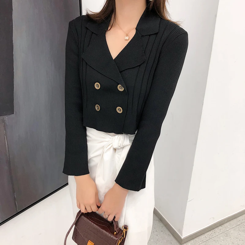 Autumn Winter Knitted Cardigan Women 2018 Fashion Office Lady Knit Outerwear Extra Short Sweaters Long Sleeve Slim Pull Femme |