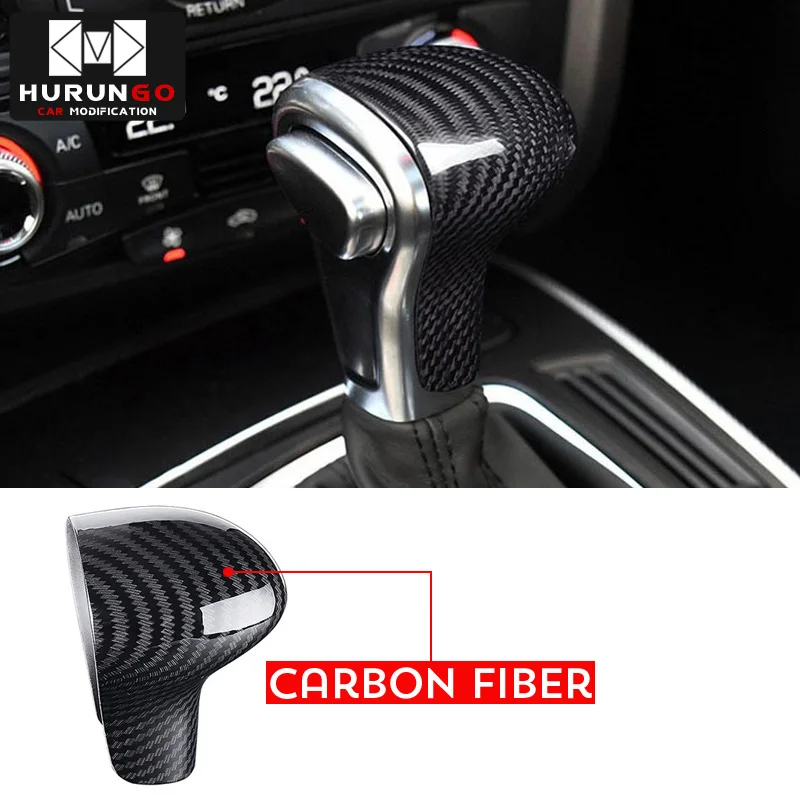 Carbon fiber Ручка переключения рулевого механизма автомобиля Противопыльный чехол кожаный чехол для Audi A5 A4L Q5 B8 B8PA B9 2009 2010 2011 2012 2013 авто-Стайлинг - Название цвета: Carbon fiber