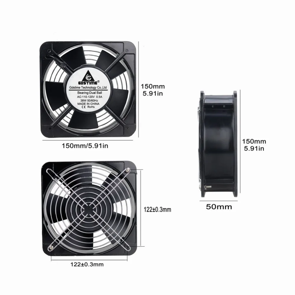 Gdstime AC осевой вентилятор 110V 115V 120V 150MM 15CM 15050 промышленный вентиляция выхлопные