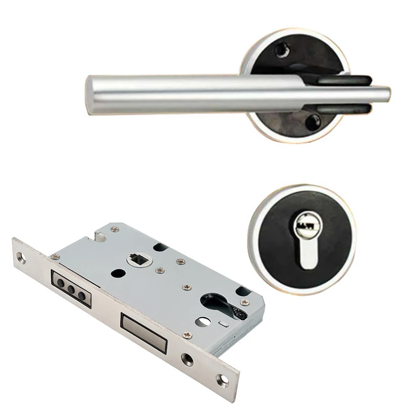 Черная и серебристая алюминиевая дверная ручка с замком цилиндр Передняя Задняя