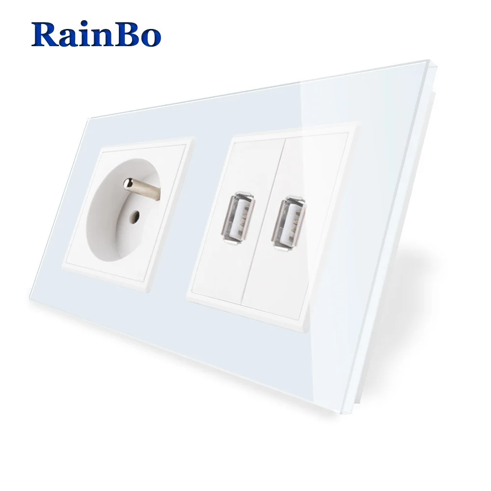 RainBo Франция-Стандартный блок питания + usb-разъем USB-розетка стеклянная-панель не