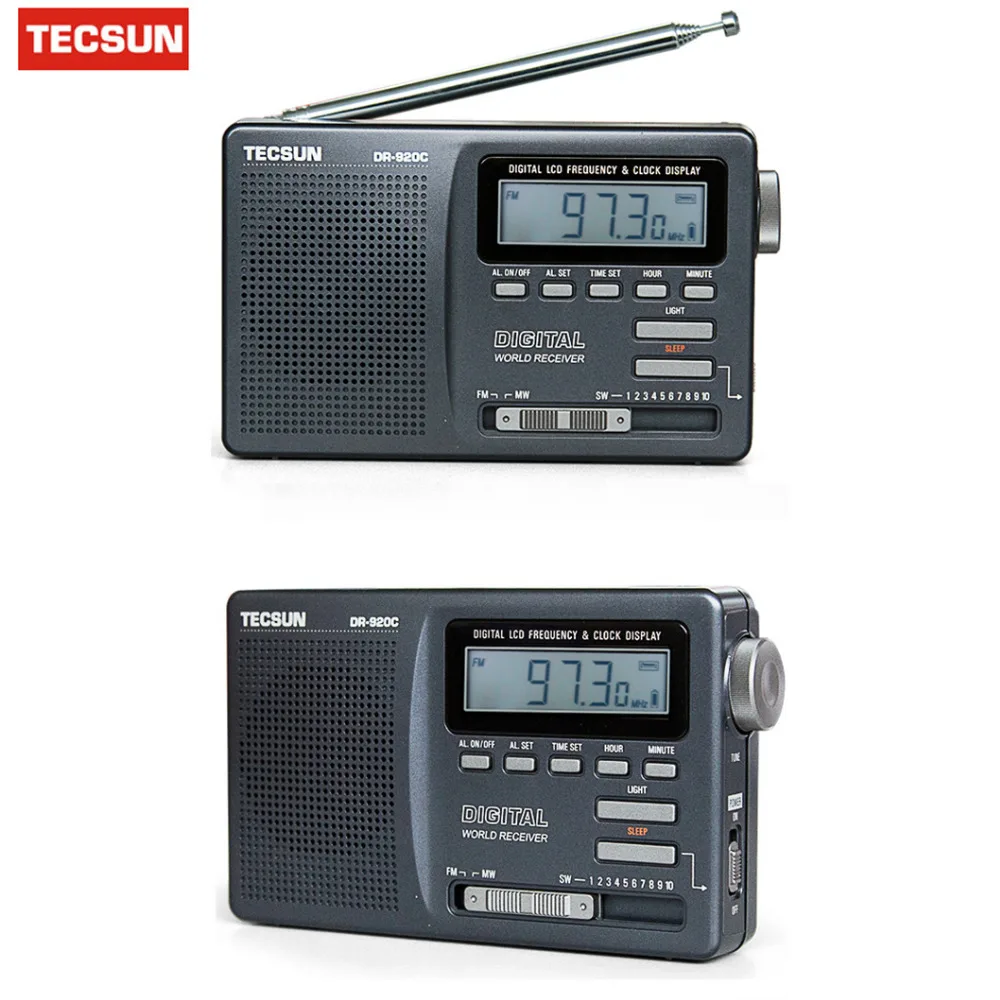 Радиоприемник Tecsun DR-920C Y4139 портативное FM-радио 12 диапазонов с цифровыми часами и