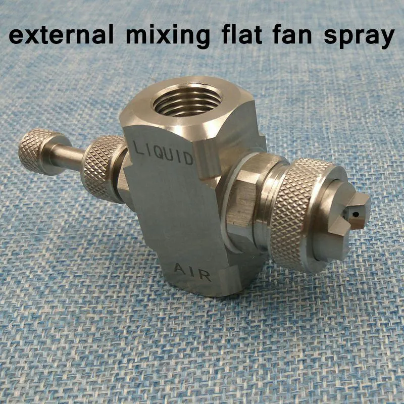 external mixing fan Регулируемый воздушный мелкий туман сопло, вязкая жидкость Регулируемый распылитель воздуха, плоский вентилятор распыления струи, круглое распыление сопла - Цвет: external mixing fan