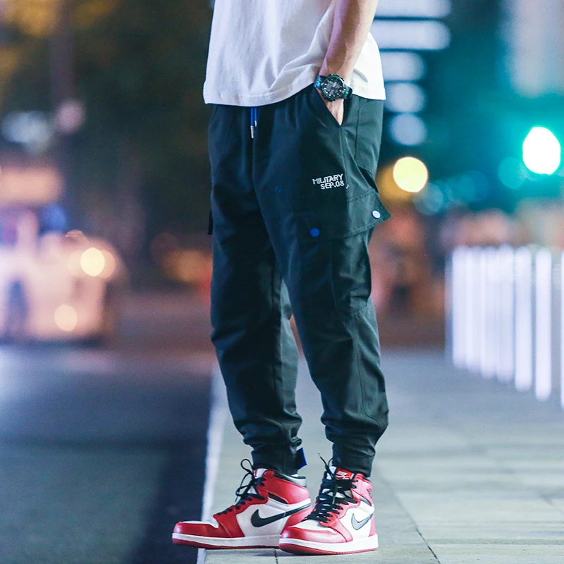 YASUGUOJI New 2019 spring korean fashion men streetwear pants cargo loose harem ankle banded | Мужская одежда