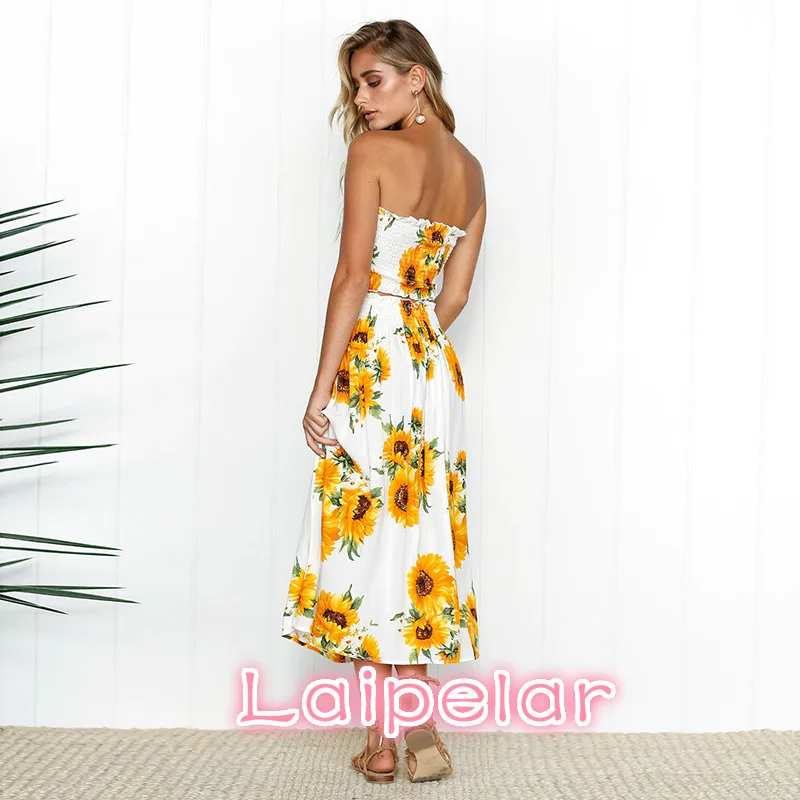 Женское летнее платье сарафан с цветочным принтом и открытыми плечами 2 шт.| |