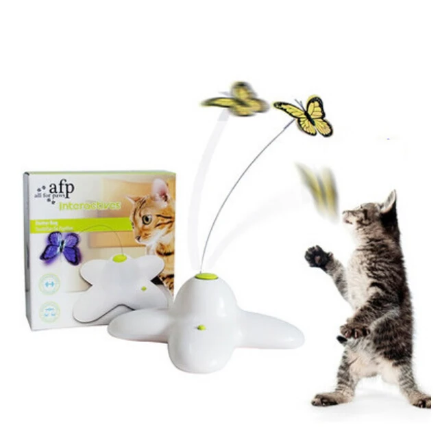 AFP игрушка для кошек интерактивная электрическая бабочка игра вращающаяся