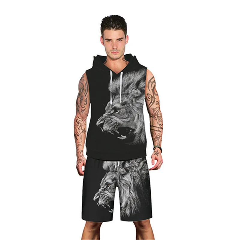 MR. LIBIN топ на бретелях с капюшоном и изображением Льва пляжные шорты летний